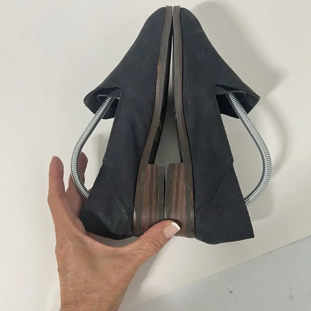 Lucky Brand Womens Loafers Shoes Size 7 Cahill Black Nubuck Leather Slip On